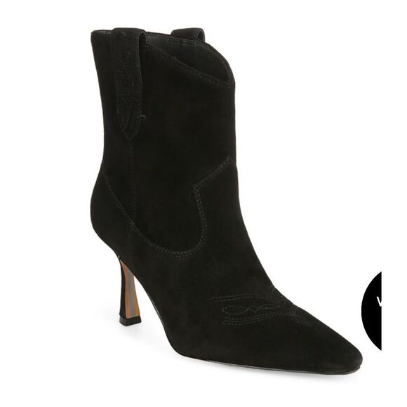 SAM EDELMAN Moe Spool Heel Suede Ankle Booties - Picture 1 of 15